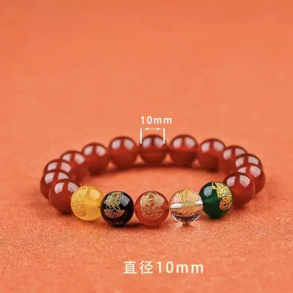 Five-way God of Wealth Cinnabar Bracelet Transfer Bead Bracelet This Year of Life for Men and Women Gift Opening Jewelry Bracelet - 图片 6