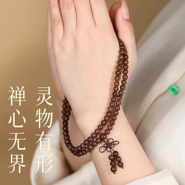 Putuo Mountain Natural Golden Sandalwood Bracelet Women's Old Material Golden Nanmu 108 Rosary Beads Bracelet Plate Play Cultural Play Buddha Beads - 图片 2
