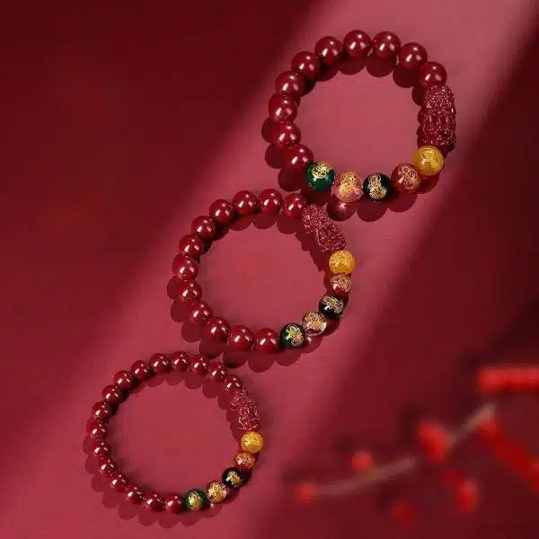 Five-way God of Wealth Cinnabar Bracelet Transfer Bead Bracelet This Year of Life for Men and Women Gift Opening Jewelry Bracelet - 图片 4