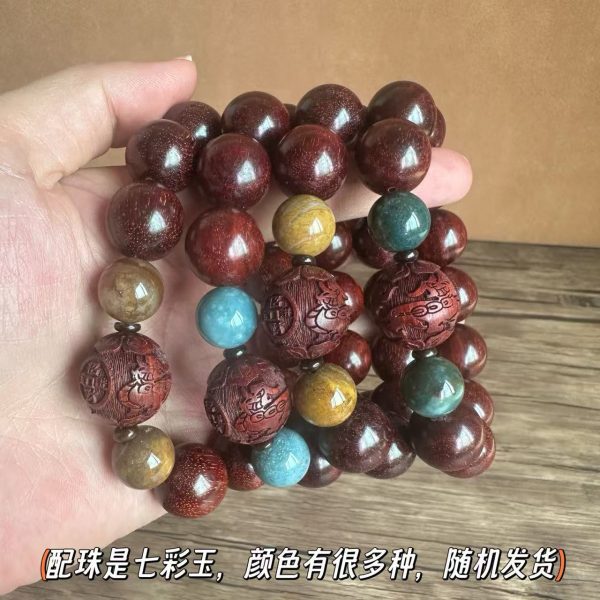 African Small-Leaf Red Sandalwood Buddha Beads Bracelets, Pixiu Agate Accessories, Various Styles of Rosary Bracelets for Men and Women, Wholesale - 图片 4