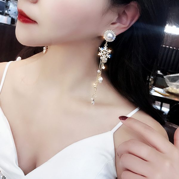 South Korea 925 Silver Pin Earrings 2025 New Elegant Personalized Long Pearl Earrings Internet Celebrity Super Fairy Tassel Earrings - 图片 3