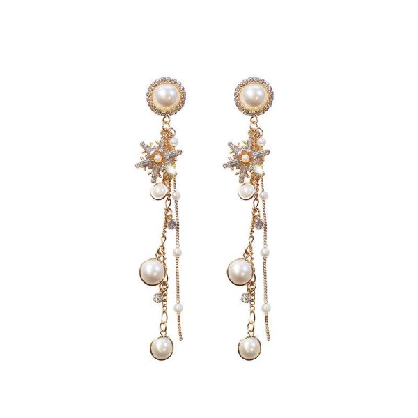 South Korea 925 Silver Pin Earrings 2025 New Elegant Personalized Long Pearl Earrings Internet Celebrity Super Fairy Tassel Earrings - 图片 5