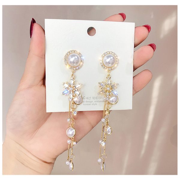 South Korea 925 Silver Pin Earrings 2025 New Elegant Personalized Long Pearl Earrings Internet Celebrity Super Fairy Tassel Earrings - 图片 6