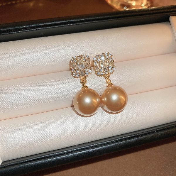 Fashion high-end simple pearl eardrop elegant retro style new Chinese earrings silver pin - 图片 7