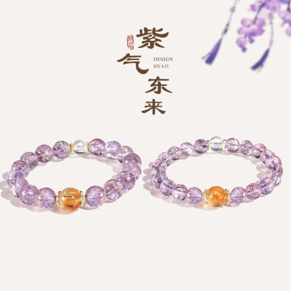2025 Purple Qi Donglai Wenwan Temple Cultural and Creative Bracelet Little Red Book Same Style Passepartout Imitation Amethyst Bracelet Wholesale - 图片 4