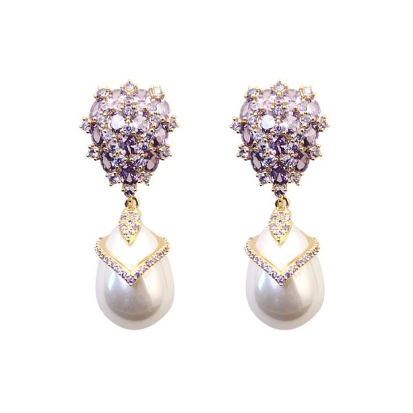 S925 Silver Needle Zircon Inlaid Drop Pearl Earrings Advanced Sense Light Luxury Retro Elegant Earrings New Earrings - 图片 5