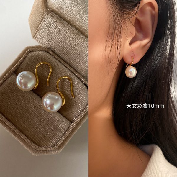 Sterling Silver High-end Pearl Earrings Earrings Women's High-end Ear Hook Earrings High Heels Pearl Earrings 2025 New - 图片 12