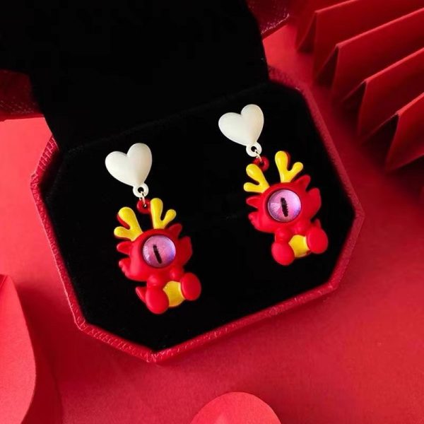 2024 new arrival Dragon year birth year earrings popular red new Chinese style national style earrings niche design new year earrings - 图片 9
