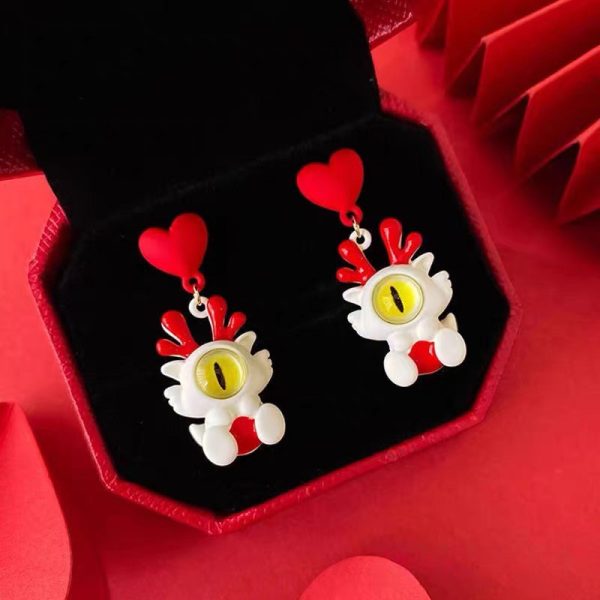 2024 new arrival Dragon year birth year earrings popular red new Chinese style national style earrings niche design new year earrings - 图片 5