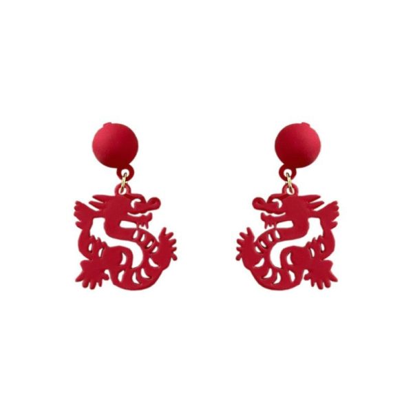 2024 new arrival Dragon year birth year earrings popular red new Chinese style national style earrings niche design new year earrings - 图片 6
