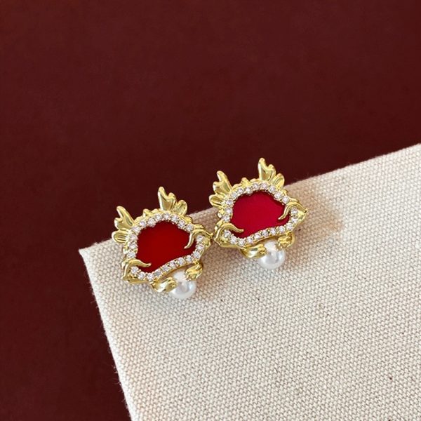 2024 new arrival Dragon year birth year earrings popular red new Chinese style national style earrings niche design new year earrings - 图片 4