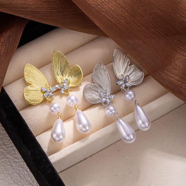 Silver Needle Elegant Half Butterfly Water Drops Tassel Earrings Purple Zircon Smart Fairy Delicate Sweet Light Luxury Earrings - 图片 4