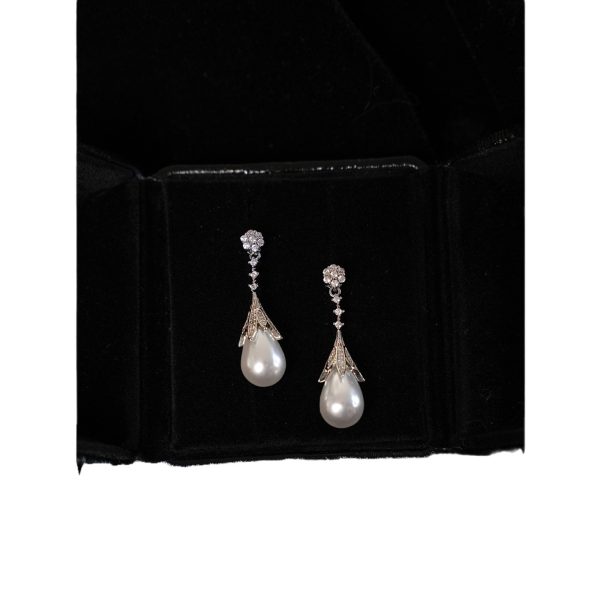 "Princess Diana" French Classic Retro High-end Light Luxury Elegant Shining Water Drop Pearl Earrings Ear Clip - 图片 5