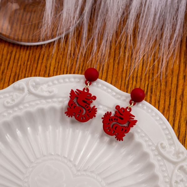 2024 new arrival Dragon year birth year earrings popular red new Chinese style national style earrings niche design new year earrings - 图片 7