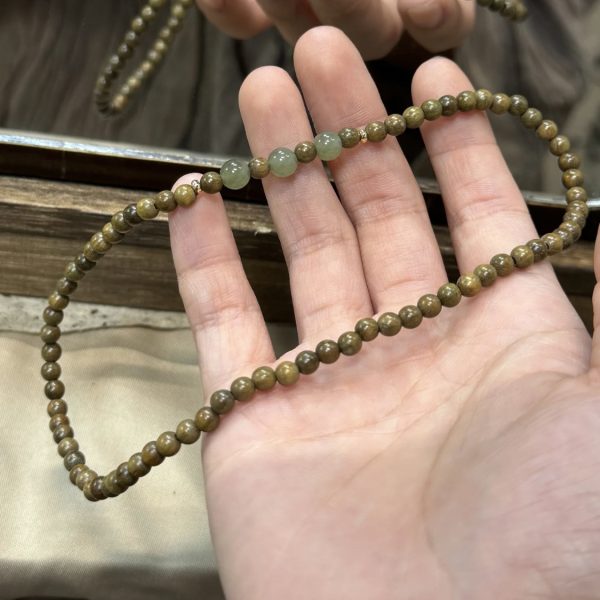 Natural Argentine Green Sandalwood with Hetian Jade Double-Circle Bracelets for Boys and Girls Wooden Chinese Buddhist Bead Bracelets - 图片 3