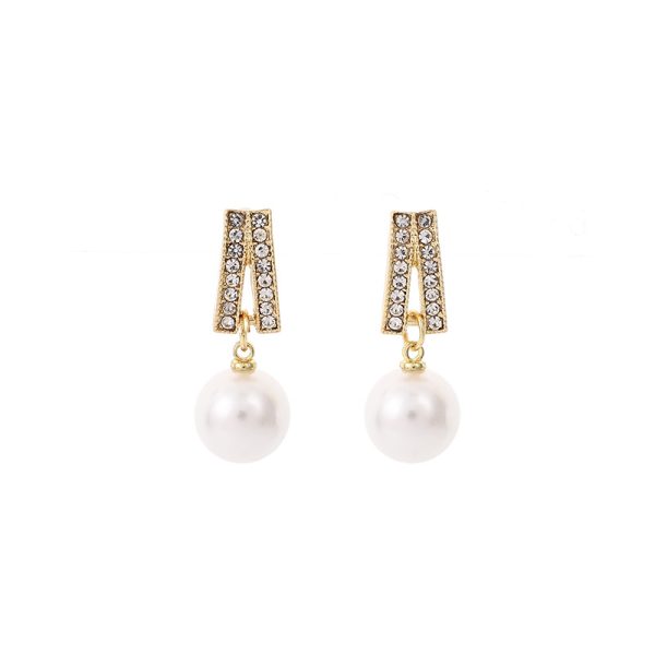 925 imitation silver needle new style pearl stud earrings French temperament Diamond-embedded earrings women's fashion all-match niche design earrings - 图片 5