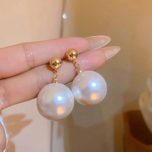 European and American Simple Pearl Earrings Big Drop Earrings Ins Fashion Ladies High-end Socialite Elegant Light Luxury Earrings - 图片 4
