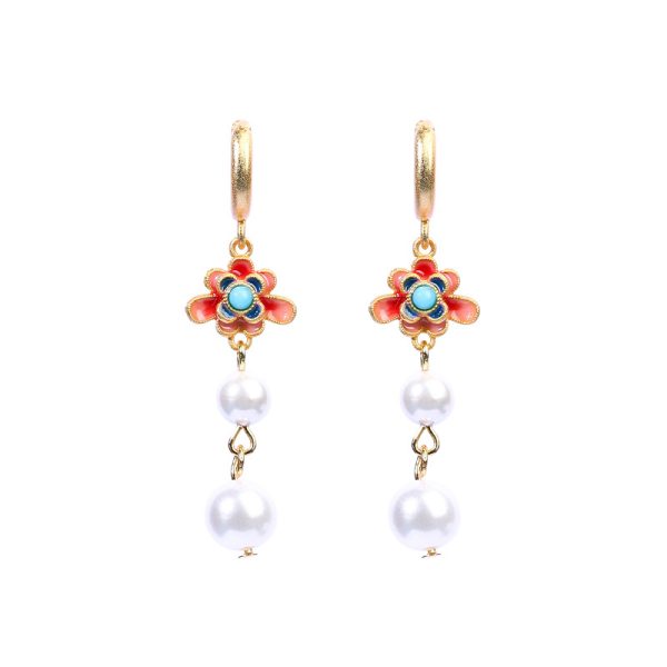 Little Red Riding Book New Chinese Ancient Style Pearl Earrings Women's National Style Cheongsam Hanfu with Ethnic Style Personalized Handmade Earrings - 图片 5