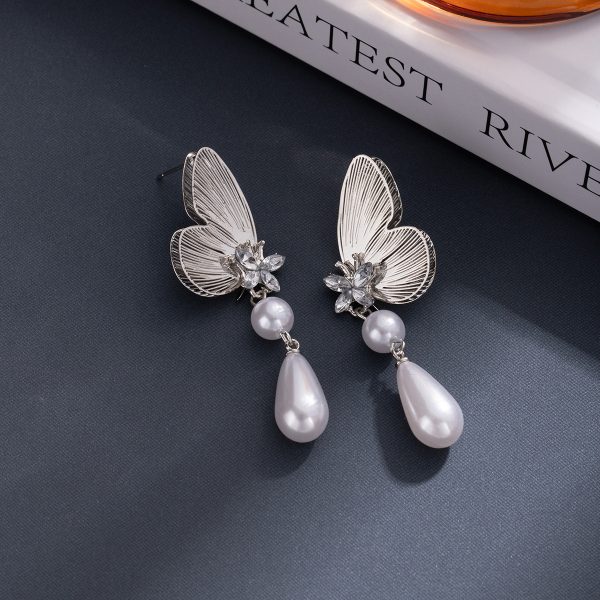 Silver Needle Elegant Half Butterfly Water Drops Tassel Earrings Purple Zircon Smart Fairy Delicate Sweet Light Luxury Earrings - 图片 7