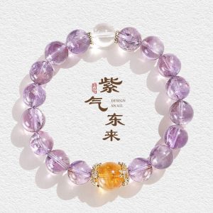 2025 Purple Qi Donglai Wenwan Temple Cultural and Creative Bracelet Little Red Book Same Style Passepartout Imitation Amethyst Bracelet Wholesale