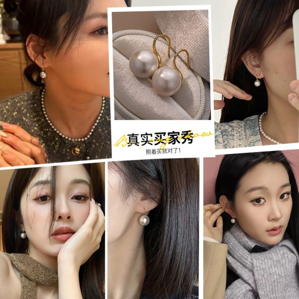 Sterling Silver High-end Pearl Earrings Earrings Women's High-end Ear Hook Earrings High Heels Pearl Earrings 2025 New - 图片 4