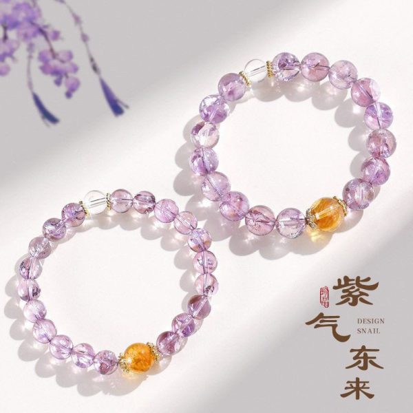 2025 Purple Qi Donglai Wenwan Temple Cultural and Creative Bracelet Little Red Book Same Style Passepartout Imitation Amethyst Bracelet Wholesale - 图片 3