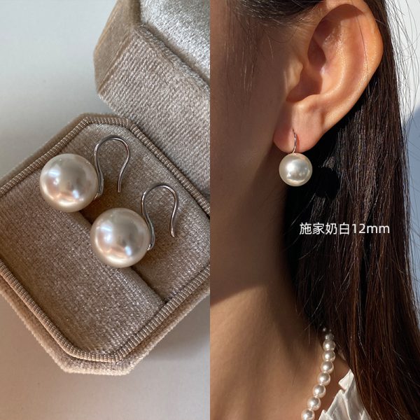 Sterling Silver High-end Pearl Earrings Earrings Women's High-end Ear Hook Earrings High Heels Pearl Earrings 2025 New - 图片 11