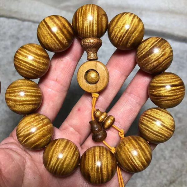 Wholesale Sichuan gold-rimmed nanmu bracelet beads men's lobular zhennan gloomy wood full of water ripple old material ebony - 图片 10