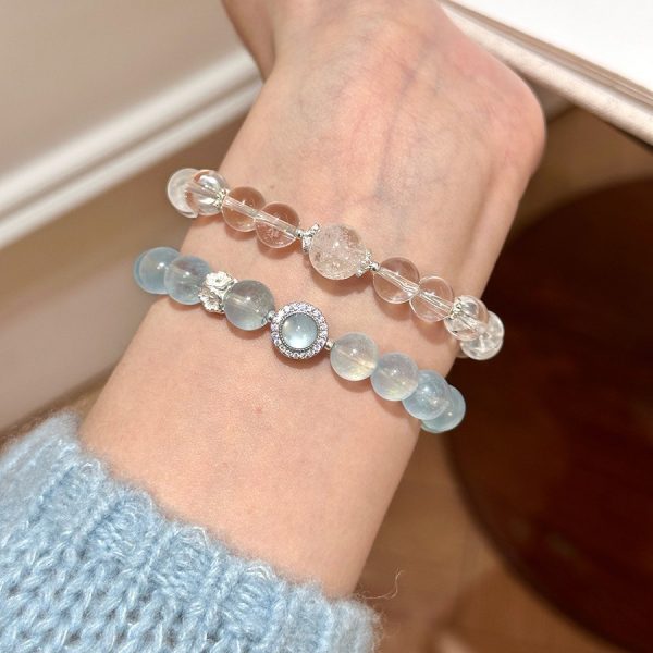 Imitation Natural Ice Transparent Aquamarine Bracelet DIY Handmade Beads Wholesale Natural Crystal Bracelet Popular Jewelry - 图片 4
