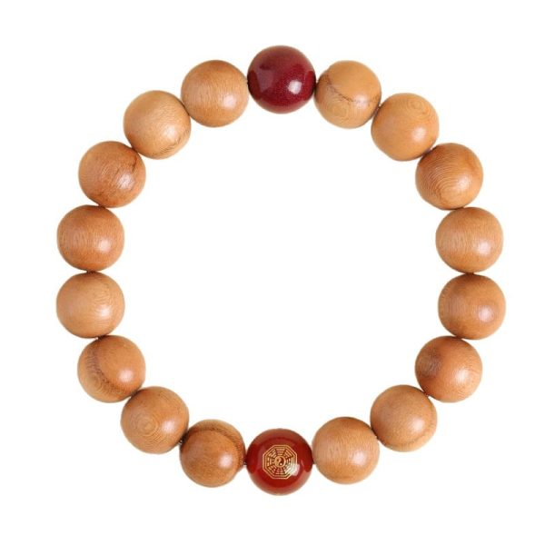 New Chinese Style Old Peach Wood Bracelet Zodiac Animal Buddha Peace Cinnabar Transfer Bead Bracelet Gift - 图片 5