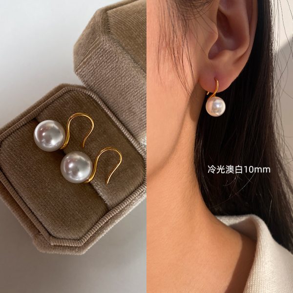 Sterling Silver High-end Pearl Earrings Earrings Women's High-end Ear Hook Earrings High Heels Pearl Earrings 2025 New - 图片 6