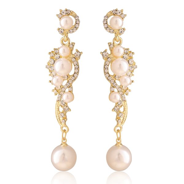 Amazon Luxury Pearl Earrings Micro Inlaid Zircon Geometric Full Millet Pearl Large Water Drop Earrings Light Luxury Earrings - 图片 6