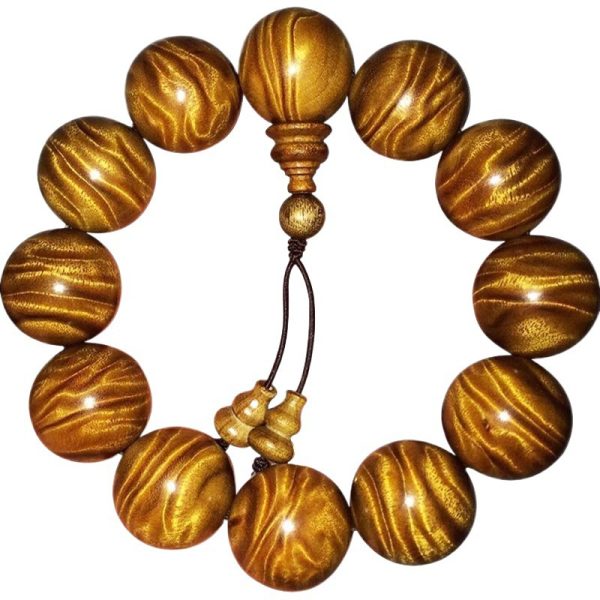 Wholesale Sichuan gold-rimmed nanmu bracelet beads men's lobular zhennan gloomy wood full of water ripple old material ebony - 图片 5