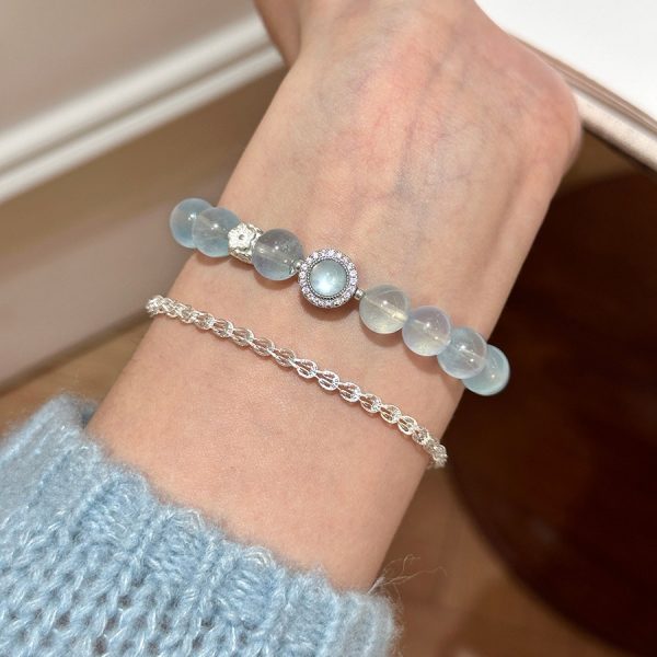 Imitation Natural Ice Transparent Aquamarine Bracelet DIY Handmade Beads Wholesale Natural Crystal Bracelet Popular Jewelry - 图片 3