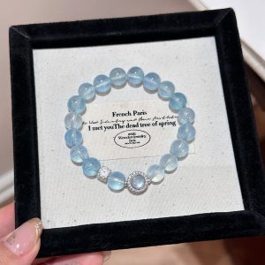 Imitation Natural Ice Transparent Aquamarine Bracelet DIY Handmade Beads Wholesale Natural Crystal Bracelet Popular Jewelry