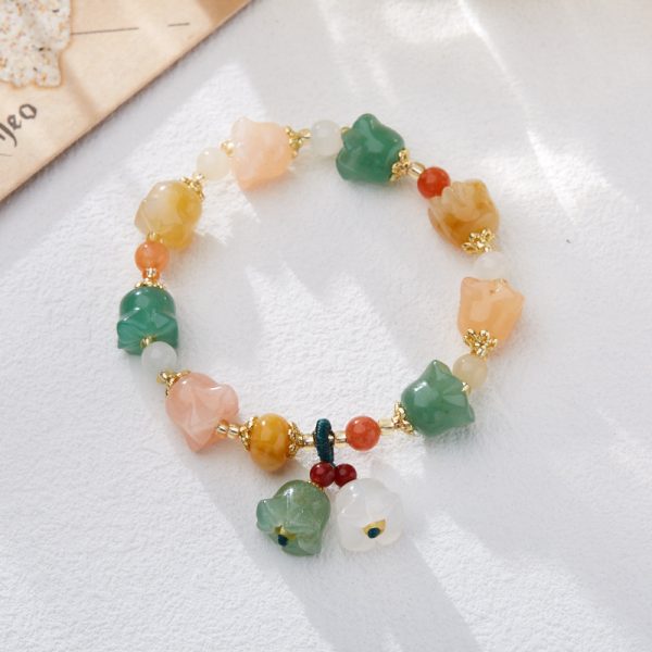 Natural Golden Pumpkin Bead Bracelet for Couples, Ethnic Style, Small Fresh Gourd Pumpkin Golden Silk Jade Bracelet Pendant - 图片 12