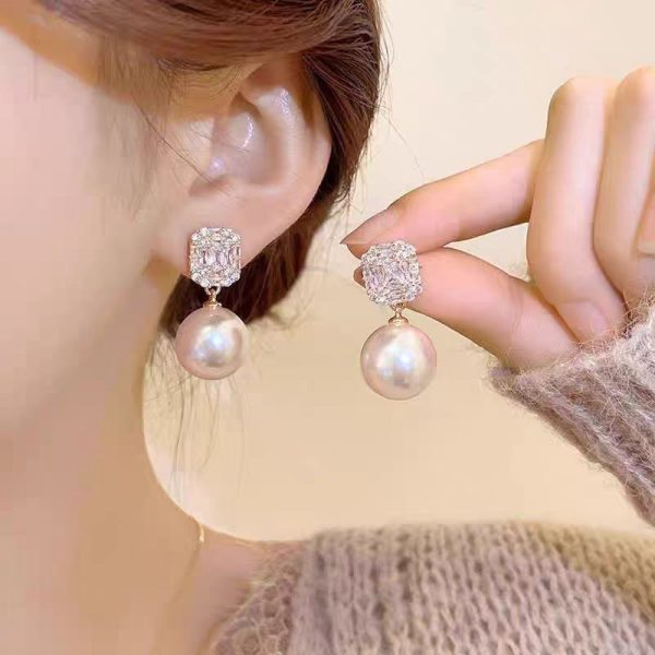 Fashion high-end simple pearl eardrop elegant retro style new Chinese earrings silver pin - 图片 2
