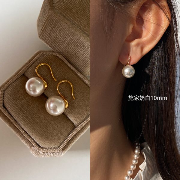 Sterling Silver High-end Pearl Earrings Earrings Women's High-end Ear Hook Earrings High Heels Pearl Earrings 2025 New - 图片 8