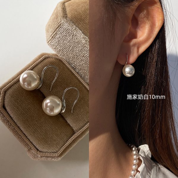 Sterling Silver High-end Pearl Earrings Earrings Women's High-end Ear Hook Earrings High Heels Pearl Earrings 2025 New - 图片 10