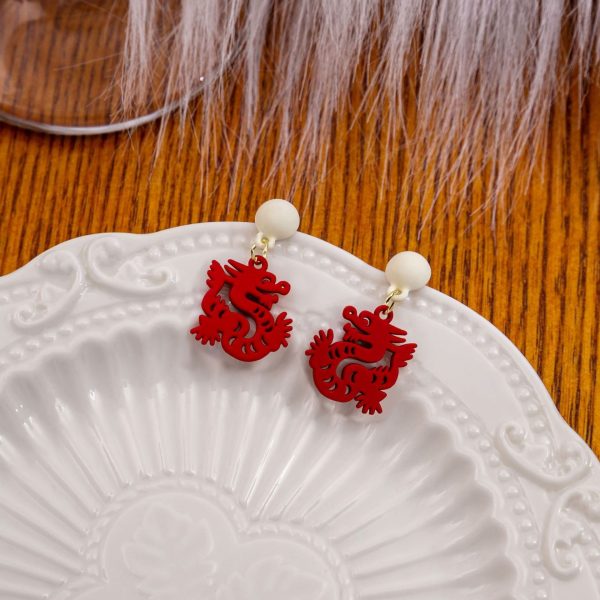 2024 new arrival Dragon year birth year earrings popular red new Chinese style national style earrings niche design new year earrings - 图片 8