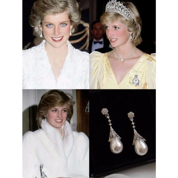 "Princess Diana" French Classic Retro High-end Light Luxury Elegant Shining Water Drop Pearl Earrings Ear Clip - 图片 3
