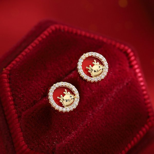 2024 new arrival Dragon year birth year earrings popular red new Chinese style national style earrings niche design new year earrings - 图片 10