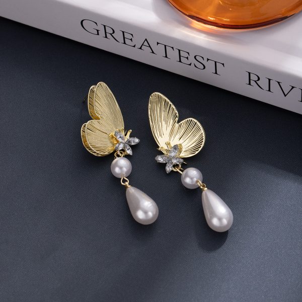 Silver Needle Elegant Half Butterfly Water Drops Tassel Earrings Purple Zircon Smart Fairy Delicate Sweet Light Luxury Earrings - 图片 6