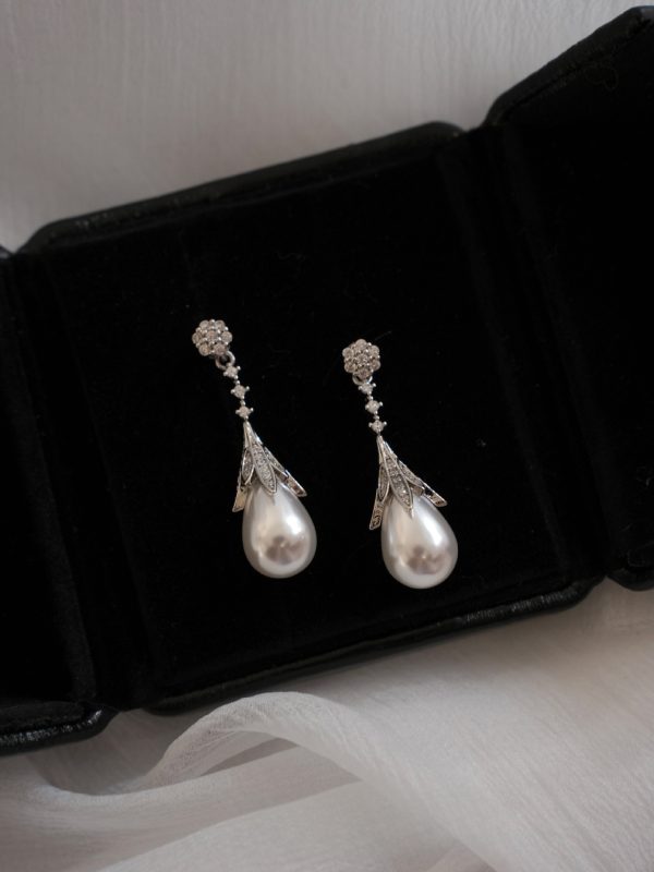 "Princess Diana" French Classic Retro High-end Light Luxury Elegant Shining Water Drop Pearl Earrings Ear Clip - 图片 6