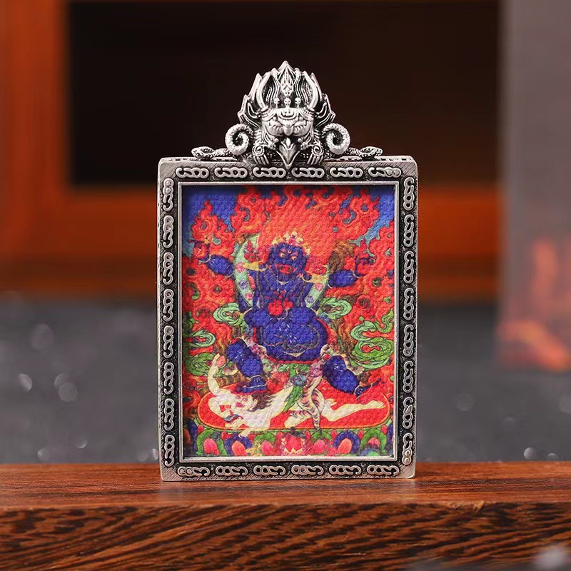 Xizang Thangka Big Black Day Six-Arm Maha Gala Dapeng Bird Button Head Retro Silver Thangka Special Box Pendant with Rope O1CN010LWChB1PtKgiDe22d 3965111898 0 Cib