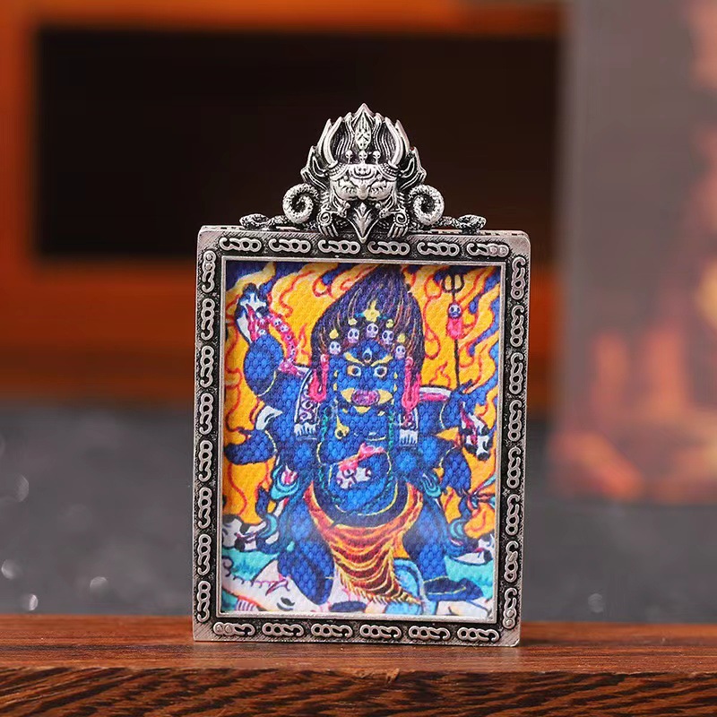 Xizang Thangka Big Black Day Six-Arm Maha Gala Dapeng Bird Button Head Retro Silver Thangka Special Box Pendant with Rope O1CN01AeXrjc1PtKggSMTBI 3965111898 0 Cib