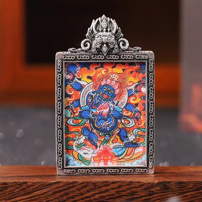 Xizang Thangka Big Black Day Six-Arm Maha Gala Dapeng Bird Button Head Retro Silver Thangka Special Box Pendant with Rope O1CN01NSuVjh1PtKgdJZvCi 3965111898 0 Cib