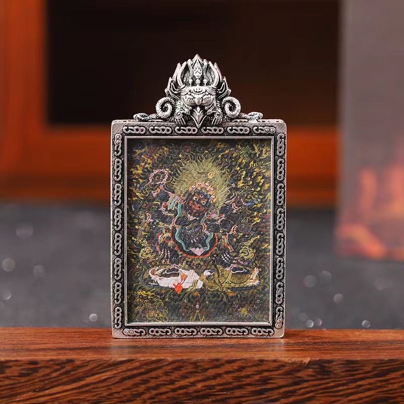 Xizang Thangka Big Black Day Six-Arm Maha Gala Dapeng Bird Button Head Retro Silver Thangka Special Box Pendant with Rope O1CN01nRW2HK1PtKgg8F3Jq 3965111898 0 Cib